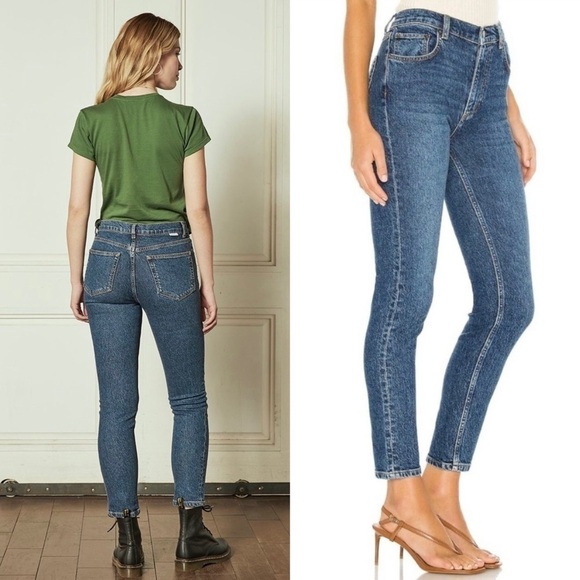 NWT BOYISH High Rise Organic Cotton Stretch Dark Denim Slim Straight Leg Jean 27 - Picture 2 of 8